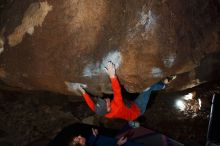 Bouldering in Hueco Tanks on 02/08/2020 with Blue Lizard Climbing and Yoga

Filename: SRM_20200208_1504270.jpg
Aperture: f/5.6
Shutter Speed: 1/250
Body: Canon EOS-1D Mark II
Lens: Canon EF 16-35mm f/2.8 L