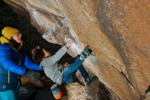 Bouldering in Hueco Tanks on 01/06/2020 with Blue Lizard Climbing and Yoga

Filename: SRM_20200106_1134460.jpg
Aperture: f/8.0
Shutter Speed: 1/250
Body: Canon EOS-1D Mark II
Lens: Canon EF 16-35mm f/2.8 L