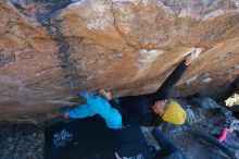 Bouldering in Hueco Tanks on 01/06/2020 with Blue Lizard Climbing and Yoga

Filename: SRM_20200106_1501311.jpg
Aperture: f/5.6
Shutter Speed: 1/250
Body: Canon EOS-1D Mark II
Lens: Canon EF 16-35mm f/2.8 L