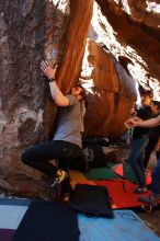 Bouldering in Hueco Tanks on 02/14/2020 with Blue Lizard Climbing and Yoga

Filename: SRM_20200214_1144560.jpg
Aperture: f/5.0
Shutter Speed: 1/250
Body: Canon EOS-1D Mark II
Lens: Canon EF 16-35mm f/2.8 L