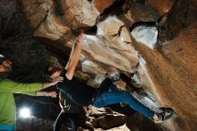 Bouldering in Hueco Tanks on 02/14/2020 with Blue Lizard Climbing and Yoga

Filename: SRM_20200214_1202130.jpg
Aperture: f/8.0
Shutter Speed: 1/250
Body: Canon EOS-1D Mark II
Lens: Canon EF 16-35mm f/2.8 L