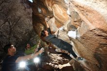 Bouldering in Hueco Tanks on 02/14/2020 with Blue Lizard Climbing and Yoga

Filename: SRM_20200214_1227460.jpg
Aperture: f/8.0
Shutter Speed: 1/250
Body: Canon EOS-1D Mark II
Lens: Canon EF 16-35mm f/2.8 L