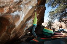 Bouldering in Hueco Tanks on 02/14/2020 with Blue Lizard Climbing and Yoga

Filename: SRM_20200214_1251130.jpg
Aperture: f/8.0
Shutter Speed: 1/250
Body: Canon EOS-1D Mark II
Lens: Canon EF 16-35mm f/2.8 L