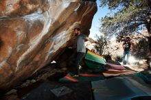 Bouldering in Hueco Tanks on 02/14/2020 with Blue Lizard Climbing and Yoga

Filename: SRM_20200214_1302010.jpg
Aperture: f/8.0
Shutter Speed: 1/250
Body: Canon EOS-1D Mark II
Lens: Canon EF 16-35mm f/2.8 L