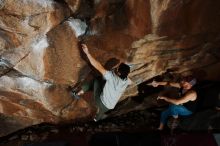 Bouldering in Hueco Tanks on 02/14/2020 with Blue Lizard Climbing and Yoga

Filename: SRM_20200214_1315360.jpg
Aperture: f/8.0
Shutter Speed: 1/250
Body: Canon EOS-1D Mark II
Lens: Canon EF 16-35mm f/2.8 L