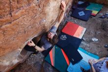 Bouldering in Hueco Tanks on 02/14/2020 with Blue Lizard Climbing and Yoga

Filename: SRM_20200214_1359500.jpg
Aperture: f/5.0
Shutter Speed: 1/250
Body: Canon EOS-1D Mark II
Lens: Canon EF 16-35mm f/2.8 L