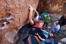 Bouldering in Hueco Tanks on 02/14/2020 with Blue Lizard Climbing and Yoga

Filename: SRM_20200214_1401451.jpg
Aperture: f/5.0
Shutter Speed: 1/250
Body: Canon EOS-1D Mark II
Lens: Canon EF 16-35mm f/2.8 L