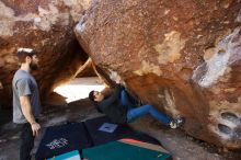 Bouldering in Hueco Tanks on 02/14/2020 with Blue Lizard Climbing and Yoga

Filename: SRM_20200214_1445190.jpg
Aperture: f/5.0
Shutter Speed: 1/320
Body: Canon EOS-1D Mark II
Lens: Canon EF 16-35mm f/2.8 L