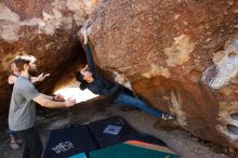 Bouldering in Hueco Tanks on 02/14/2020 with Blue Lizard Climbing and Yoga

Filename: SRM_20200214_1445310.jpg
Aperture: f/5.0
Shutter Speed: 1/320
Body: Canon EOS-1D Mark II
Lens: Canon EF 16-35mm f/2.8 L