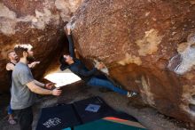 Bouldering in Hueco Tanks on 02/14/2020 with Blue Lizard Climbing and Yoga

Filename: SRM_20200214_1445380.jpg
Aperture: f/5.0
Shutter Speed: 1/320
Body: Canon EOS-1D Mark II
Lens: Canon EF 16-35mm f/2.8 L