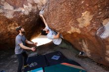 Bouldering in Hueco Tanks on 02/14/2020 with Blue Lizard Climbing and Yoga

Filename: SRM_20200214_1446510.jpg
Aperture: f/5.0
Shutter Speed: 1/320
Body: Canon EOS-1D Mark II
Lens: Canon EF 16-35mm f/2.8 L