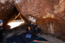 Bouldering in Hueco Tanks on 02/14/2020 with Blue Lizard Climbing and Yoga

Filename: SRM_20200214_1454570.jpg
Aperture: f/5.6
Shutter Speed: 1/250
Body: Canon EOS-1D Mark II
Lens: Canon EF 16-35mm f/2.8 L