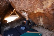 Bouldering in Hueco Tanks on 02/14/2020 with Blue Lizard Climbing and Yoga

Filename: SRM_20200214_1455021.jpg
Aperture: f/5.0
Shutter Speed: 1/250
Body: Canon EOS-1D Mark II
Lens: Canon EF 16-35mm f/2.8 L