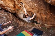 Bouldering in Hueco Tanks on 02/14/2020 with Blue Lizard Climbing and Yoga

Filename: SRM_20200214_1510240.jpg
Aperture: f/3.2
Shutter Speed: 1/320
Body: Canon EOS-1D Mark II
Lens: Canon EF 16-35mm f/2.8 L