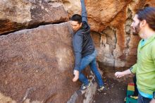 Bouldering in Hueco Tanks on 02/14/2020 with Blue Lizard Climbing and Yoga

Filename: SRM_20200214_1514530.jpg
Aperture: f/3.5
Shutter Speed: 1/250
Body: Canon EOS-1D Mark II
Lens: Canon EF 16-35mm f/2.8 L