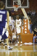 Forward Tiffany Jackson, #33.  The lady longhorns defeated the Oral Roberts University's (ORU) Golden Eagles 79-40 Saturday night.

Filename: SRM_20061125_1351148.jpg
Aperture: f/2.8
Shutter Speed: 1/400
Body: Canon EOS-1D Mark II
Lens: Canon EF 80-200mm f/2.8 L