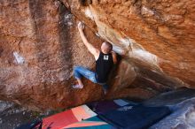 Bouldering in Hueco Tanks on 02/14/2020 with Blue Lizard Climbing and Yoga

Filename: SRM_20200214_1609260.jpg
Aperture: f/3.2
Shutter Speed: 1/250
Body: Canon EOS-1D Mark II
Lens: Canon EF 16-35mm f/2.8 L