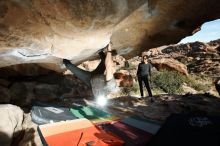 Bouldering in Hueco Tanks on 02/14/2020 with Blue Lizard Climbing and Yoga

Filename: SRM_20200214_1647270.jpg
Aperture: f/8.0
Shutter Speed: 1/250
Body: Canon EOS-1D Mark II
Lens: Canon EF 16-35mm f/2.8 L