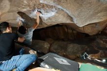 Bouldering in Hueco Tanks on 02/14/2020 with Blue Lizard Climbing and Yoga

Filename: SRM_20200214_1652440.jpg
Aperture: f/8.0
Shutter Speed: 1/250
Body: Canon EOS-1D Mark II
Lens: Canon EF 16-35mm f/2.8 L