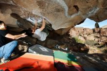 Bouldering in Hueco Tanks on 02/14/2020 with Blue Lizard Climbing and Yoga

Filename: SRM_20200214_1652540.jpg
Aperture: f/8.0
Shutter Speed: 1/250
Body: Canon EOS-1D Mark II
Lens: Canon EF 16-35mm f/2.8 L