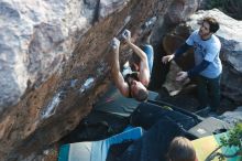 Bouldering in Hueco Tanks on 02/14/2020 with Blue Lizard Climbing and Yoga

Filename: SRM_20200214_1828191.jpg
Aperture: f/2.8
Shutter Speed: 1/250
Body: Canon EOS-1D Mark II
Lens: Canon EF 50mm f/1.8 II