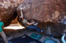 Bouldering in Hueco Tanks on 02/16/2020 with Blue Lizard Climbing and Yoga

Filename: SRM_20200216_1045050.jpg
Aperture: f/5.6
Shutter Speed: 1/250
Body: Canon EOS-1D Mark II
Lens: Canon EF 16-35mm f/2.8 L