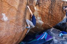 Bouldering in Hueco Tanks on 02/16/2020 with Blue Lizard Climbing and Yoga

Filename: SRM_20200216_1122390.jpg
Aperture: f/4.5
Shutter Speed: 1/320
Body: Canon EOS-1D Mark II
Lens: Canon EF 16-35mm f/2.8 L