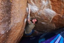 Bouldering in Hueco Tanks on 02/16/2020 with Blue Lizard Climbing and Yoga

Filename: SRM_20200216_1128360.jpg
Aperture: f/5.0
Shutter Speed: 1/250
Body: Canon EOS-1D Mark II
Lens: Canon EF 16-35mm f/2.8 L