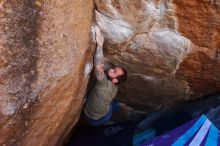 Bouldering in Hueco Tanks on 02/16/2020 with Blue Lizard Climbing and Yoga

Filename: SRM_20200216_1128361.jpg
Aperture: f/5.0
Shutter Speed: 1/250
Body: Canon EOS-1D Mark II
Lens: Canon EF 16-35mm f/2.8 L