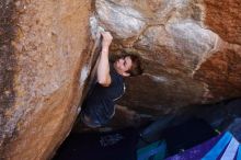 Bouldering in Hueco Tanks on 02/16/2020 with Blue Lizard Climbing and Yoga

Filename: SRM_20200216_1130490.jpg
Aperture: f/5.0
Shutter Speed: 1/250
Body: Canon EOS-1D Mark II
Lens: Canon EF 16-35mm f/2.8 L