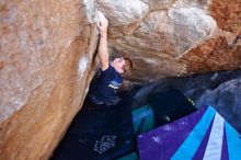 Bouldering in Hueco Tanks on 02/16/2020 with Blue Lizard Climbing and Yoga

Filename: SRM_20200216_1131190.jpg
Aperture: f/3.5
Shutter Speed: 1/250
Body: Canon EOS-1D Mark II
Lens: Canon EF 16-35mm f/2.8 L