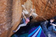 Bouldering in Hueco Tanks on 02/16/2020 with Blue Lizard Climbing and Yoga

Filename: SRM_20200216_1140530.jpg
Aperture: f/5.0
Shutter Speed: 1/250
Body: Canon EOS-1D Mark II
Lens: Canon EF 16-35mm f/2.8 L