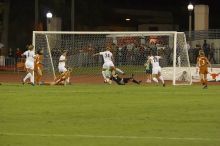 Block by Dianna Pfenninger, #10.  The lady longhorns beat Texas A&M 1-0 in soccer Friday night.

Filename: SRM_20061027_1932449.jpg
Aperture: f/4.0
Shutter Speed: 1/640
Body: Canon EOS 20D
Lens: Canon EF 80-200mm f/2.8 L