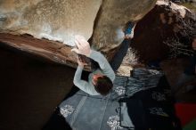 Bouldering in Hueco Tanks on 02/16/2020 with Blue Lizard Climbing and Yoga

Filename: SRM_20200216_1350220.jpg
Aperture: f/8.0
Shutter Speed: 1/250
Body: Canon EOS-1D Mark II
Lens: Canon EF 16-35mm f/2.8 L