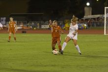 Greta Carter, #6.  The lady longhorns beat Texas A&M 1-0 in soccer Friday night.

Filename: SRM_20061027_1938245.jpg
Aperture: f/4.0
Shutter Speed: 1/640
Body: Canon EOS 20D
Lens: Canon EF 80-200mm f/2.8 L