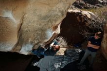 Bouldering in Hueco Tanks on 02/16/2020 with Blue Lizard Climbing and Yoga

Filename: SRM_20200216_1357510.jpg
Aperture: f/8.0
Shutter Speed: 1/250
Body: Canon EOS-1D Mark II
Lens: Canon EF 16-35mm f/2.8 L