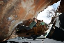 Bouldering in Hueco Tanks on 02/16/2020 with Blue Lizard Climbing and Yoga

Filename: SRM_20200216_1415260.jpg
Aperture: f/8.0
Shutter Speed: 1/250
Body: Canon EOS-1D Mark II
Lens: Canon EF 16-35mm f/2.8 L