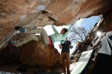 Bouldering in Hueco Tanks on 02/16/2020 with Blue Lizard Climbing and Yoga

Filename: SRM_20200216_1420330.jpg
Aperture: f/8.0
Shutter Speed: 1/250
Body: Canon EOS-1D Mark II
Lens: Canon EF 16-35mm f/2.8 L