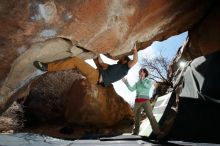 Bouldering in Hueco Tanks on 02/16/2020 with Blue Lizard Climbing and Yoga

Filename: SRM_20200216_1421490.jpg
Aperture: f/8.0
Shutter Speed: 1/250
Body: Canon EOS-1D Mark II
Lens: Canon EF 16-35mm f/2.8 L