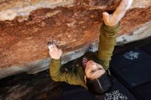 Bouldering in Hueco Tanks on 02/16/2020 with Blue Lizard Climbing and Yoga

Filename: SRM_20200216_1618051.jpg
Aperture: f/5.0
Shutter Speed: 1/250
Body: Canon EOS-1D Mark II
Lens: Canon EF 16-35mm f/2.8 L