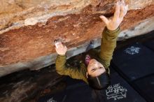 Bouldering in Hueco Tanks on 02/16/2020 with Blue Lizard Climbing and Yoga

Filename: SRM_20200216_1618052.jpg
Aperture: f/5.0
Shutter Speed: 1/250
Body: Canon EOS-1D Mark II
Lens: Canon EF 16-35mm f/2.8 L