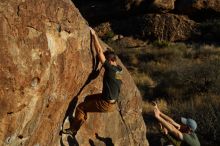 Bouldering in Hueco Tanks on 02/16/2020 with Blue Lizard Climbing and Yoga

Filename: SRM_20200216_1813530.jpg
Aperture: f/5.0
Shutter Speed: 1/400
Body: Canon EOS-1D Mark II
Lens: Canon EF 50mm f/1.8 II