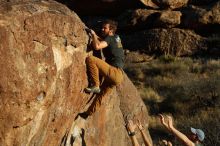 Bouldering in Hueco Tanks on 02/16/2020 with Blue Lizard Climbing and Yoga

Filename: SRM_20200216_1814080.jpg
Aperture: f/4.5
Shutter Speed: 1/400
Body: Canon EOS-1D Mark II
Lens: Canon EF 50mm f/1.8 II