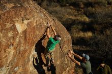 Bouldering in Hueco Tanks on 02/16/2020 with Blue Lizard Climbing and Yoga

Filename: SRM_20200216_1815200.jpg
Aperture: f/5.0
Shutter Speed: 1/400
Body: Canon EOS-1D Mark II
Lens: Canon EF 50mm f/1.8 II