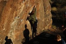 Bouldering in Hueco Tanks on 02/16/2020 with Blue Lizard Climbing and Yoga

Filename: SRM_20200216_1816260.jpg
Aperture: f/5.0
Shutter Speed: 1/400
Body: Canon EOS-1D Mark II
Lens: Canon EF 50mm f/1.8 II