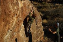 Bouldering in Hueco Tanks on 02/16/2020 with Blue Lizard Climbing and Yoga

Filename: SRM_20200216_1816330.jpg
Aperture: f/5.0
Shutter Speed: 1/400
Body: Canon EOS-1D Mark II
Lens: Canon EF 50mm f/1.8 II