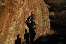 Bouldering in Hueco Tanks on 02/16/2020 with Blue Lizard Climbing and Yoga

Filename: SRM_20200216_1817440.jpg
Aperture: f/5.0
Shutter Speed: 1/400
Body: Canon EOS-1D Mark II
Lens: Canon EF 50mm f/1.8 II