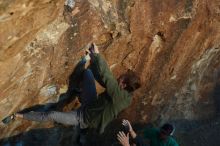 Bouldering in Hueco Tanks on 02/16/2020 with Blue Lizard Climbing and Yoga

Filename: SRM_20200216_1820060.jpg
Aperture: f/3.2
Shutter Speed: 1/250
Body: Canon EOS-1D Mark II
Lens: Canon EF 50mm f/1.8 II