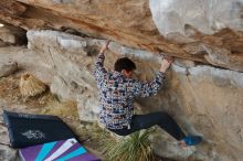 Bouldering in Hueco Tanks on 02/17/2020 with Blue Lizard Climbing and Yoga

Filename: SRM_20200217_1157450.jpg
Aperture: f/5.0
Shutter Speed: 1/250
Body: Canon EOS-1D Mark II
Lens: Canon EF 50mm f/1.8 II