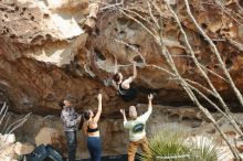 Bouldering in Hueco Tanks on 02/17/2020 with Blue Lizard Climbing and Yoga

Filename: SRM_20200217_1245080.jpg
Aperture: f/5.0
Shutter Speed: 1/400
Body: Canon EOS-1D Mark II
Lens: Canon EF 50mm f/1.8 II